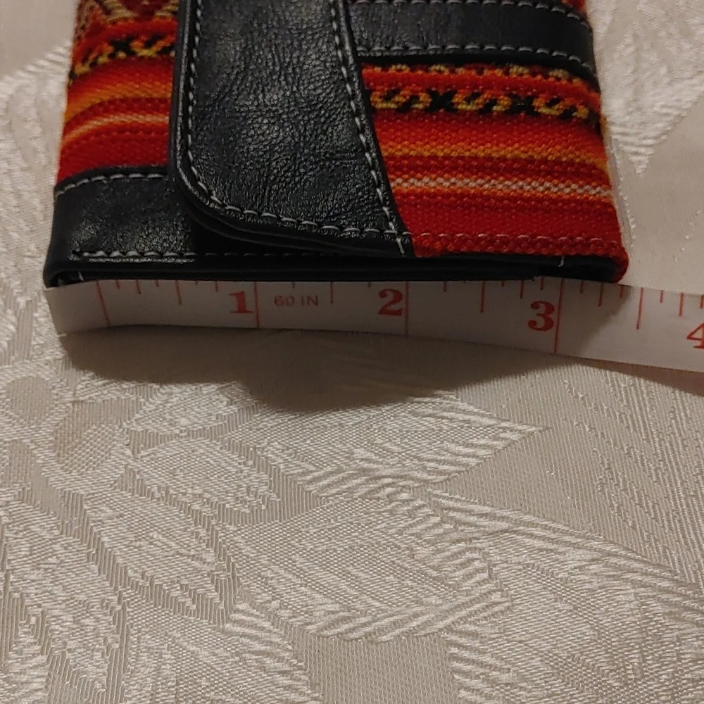 Handcrafted Tribal Print Textile & Leather Trifold Wallet